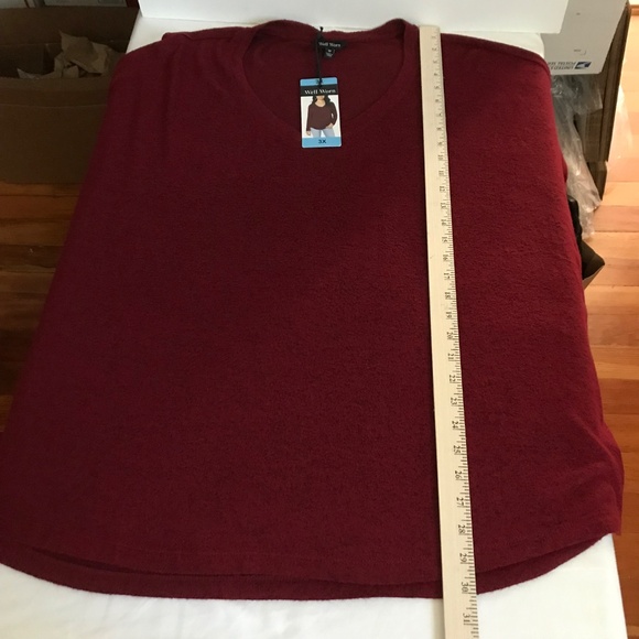 WELL WORN Knit Sweater Long Sleeve V-Neck Burgundy Red Women’s Plus Size 3X NWT - Picture 12 of 15
